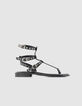 Flache Damen-Sandalen aus schwarzem Leder von Spartan-1