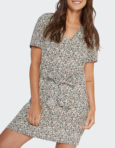 I.Code off-white leaf print dress