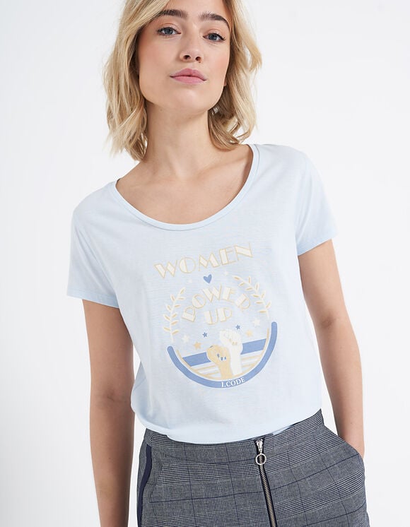 Light blue T-shirt opdruk embleem met tekst I.Code
