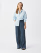 Dames Lyocell&reg;-mix marineblauwe getailleerde broek-1