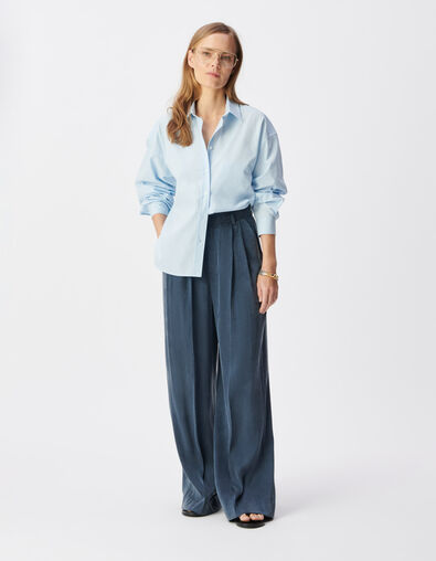 Dames Lyocell&reg;-mix marineblauwe getailleerde broek - IKKS