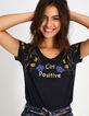Tee-shirt marine en lin Girl Positive I.Code-1