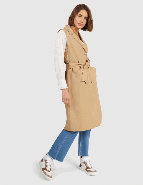 I.Code beige trench coat with detachable sleeves - I.CODE