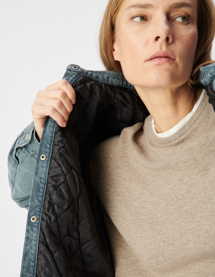 Blaue Jeansjacke in &Uuml;bergr&ouml;&szlig;e f&uuml;r Damen mit Steppjacke-4