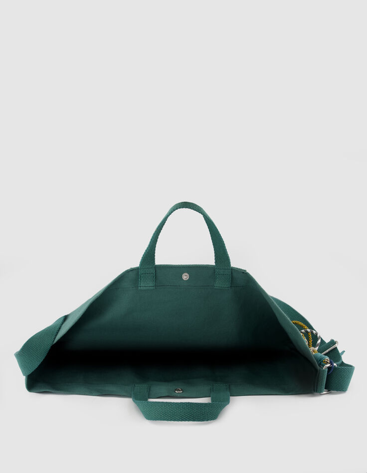 Gr&uuml;ne Damen-Totebag aus Segeltuch mit Stickerei-5