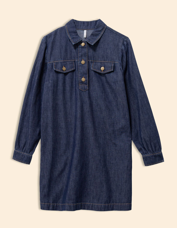 Robe en jean brut poches poitrine I.Code-6 Robe en jean brut poches poitrine I.Code-6