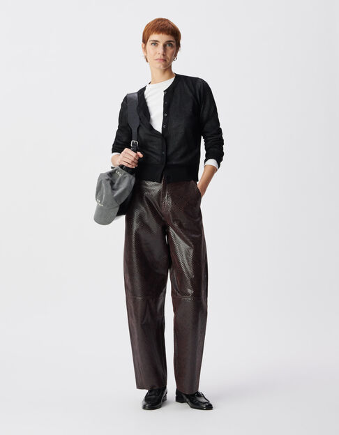 Pantalon ballon bordeaux cuir effet python Femme - IKKS