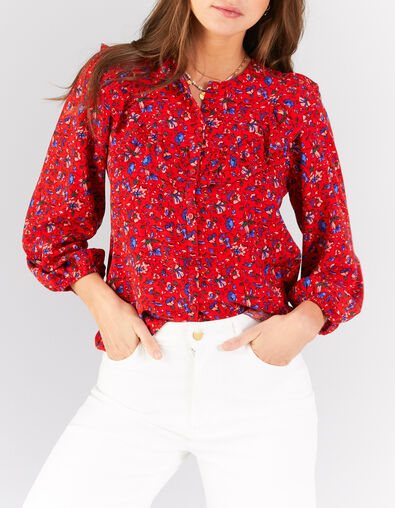 I.Code cherry summer flower print lingerie-style blouse - I.CODE
