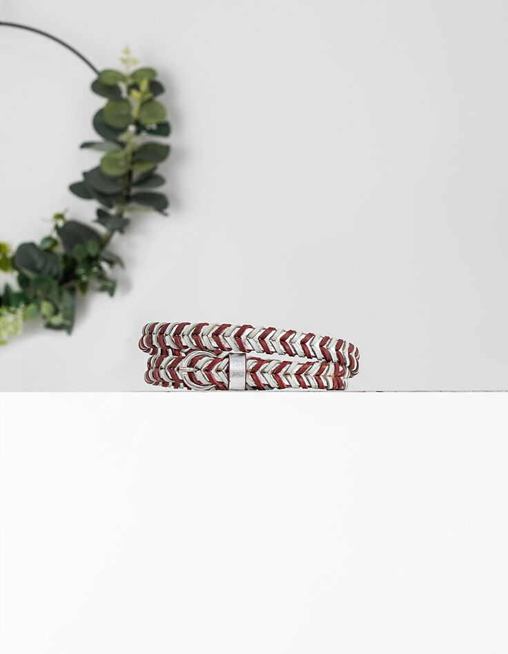 Ceinture rouge céleste en cuir à tressage chevrons I.Code-1