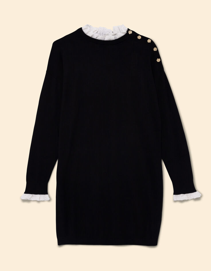 Schwarzes Strickkleid, englischer Stick I.Code-8