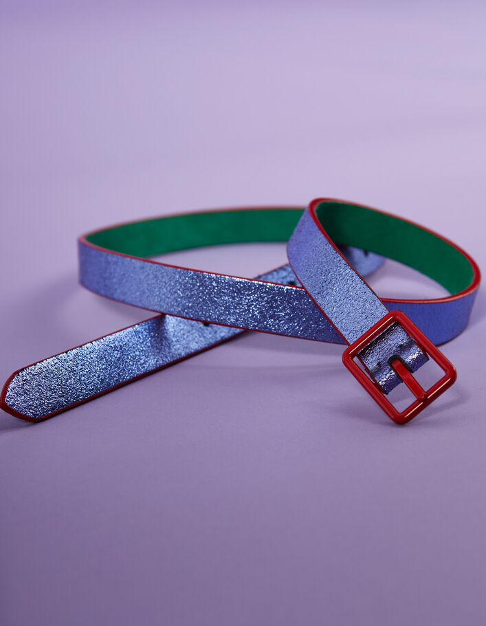 Cinturón reversible brillante azul o verde con hebilla roja I.Code - I.CODE