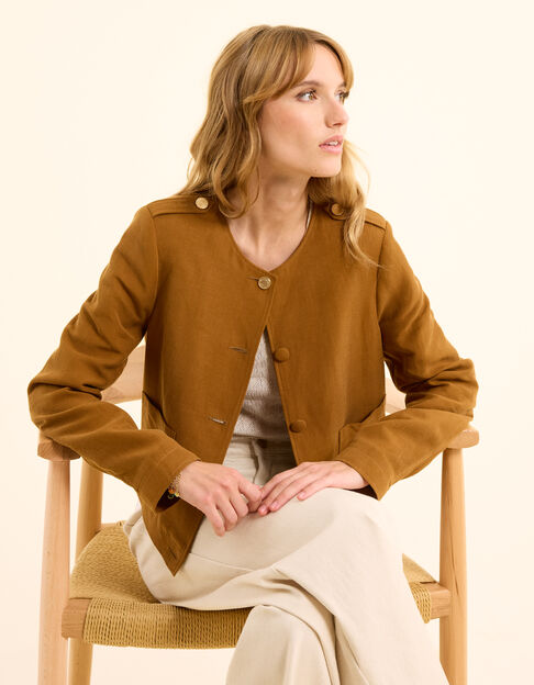 Veste de costume courte carrée camel I.Code