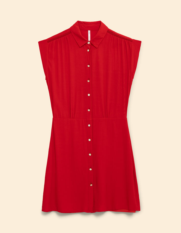 Robe chemise rouge fluide détail tresses I.Code-7