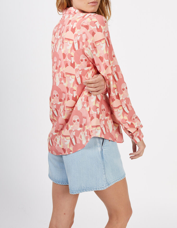 I.Code crimson red shirt with women print-3