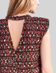 Schwarzes Damentop mit Ikatprint-3