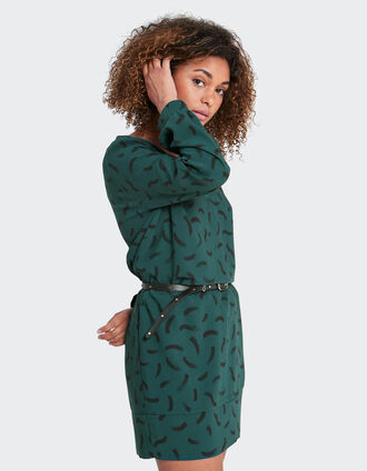 I.Code imperial green dress with wave print