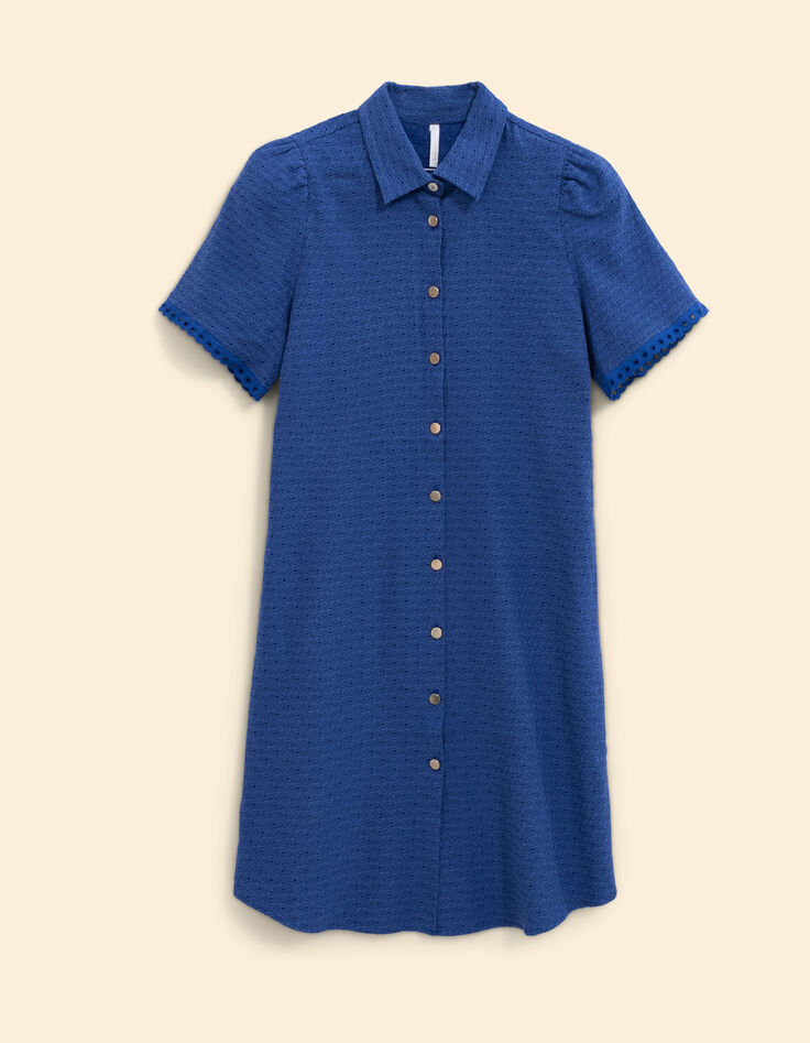 Blaues Hemdblusenkleid mit Jacquardmuster I.Code-1