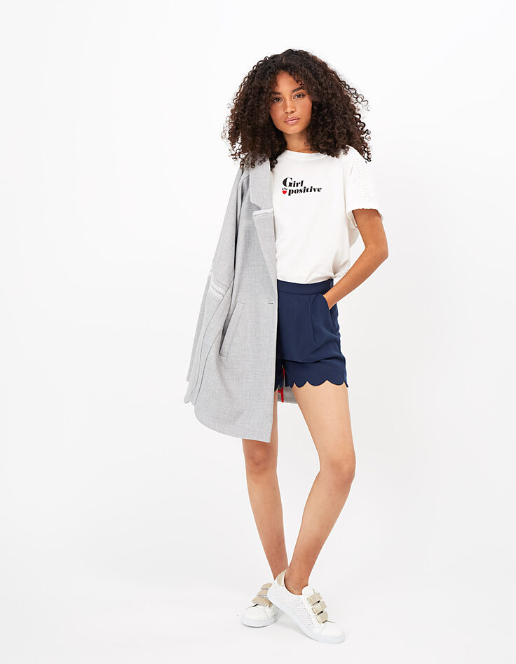 Tee-shirt blanc cassé Girl Positive avec cœur I.Code-6 Tee-shirt blanc cassé Girl Positive avec cœur I.Code-6