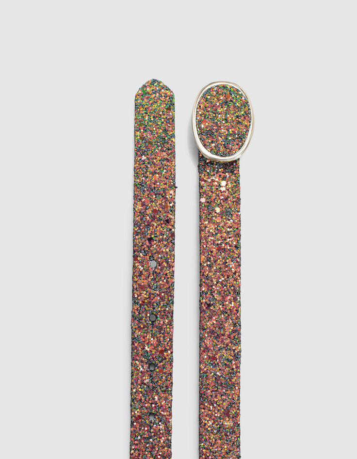 I.Code hot pink glittery leather belt-3 I.Code hot pink glittery leather belt-3
