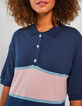 Marineblaues Polokleid in Blockfarbenoptik I.Code-2