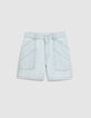 Maxitaschen-Shorts aus gewaschenem blauem Denim f&uuml;r Frauen-6