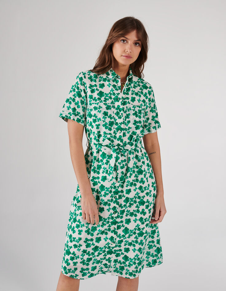 Vestido camisero blanco roto tréboles I.Code -2