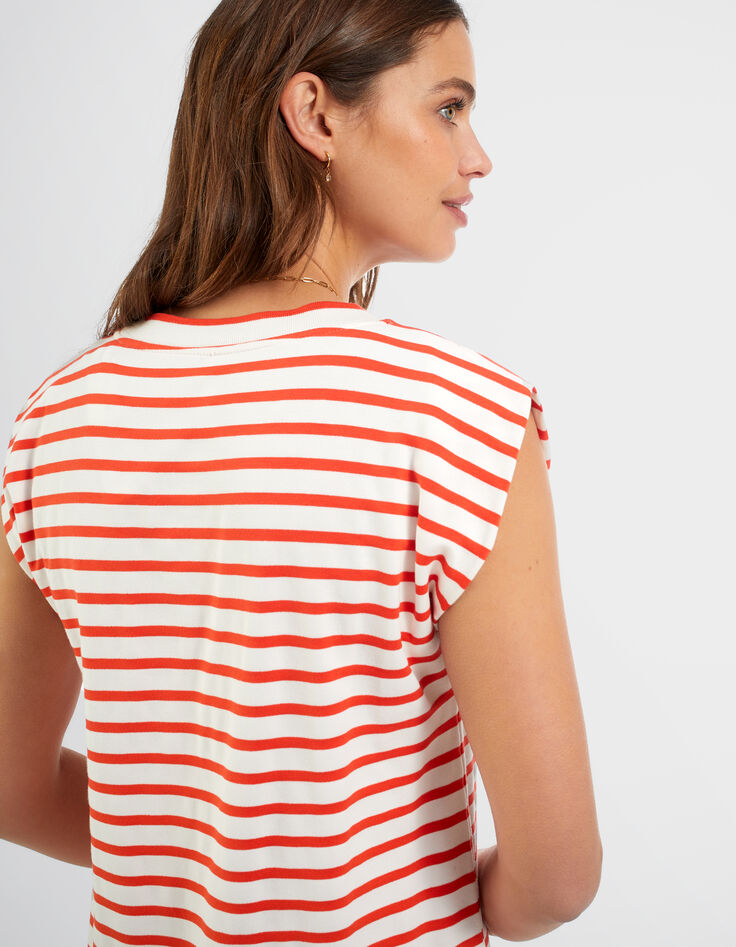 I.Code off-white sailor stripe dress with apricot stripes-5