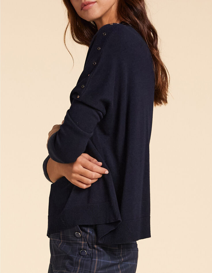 Pull cape marine tricot boutons d&eacute;coratifs I.Code-1