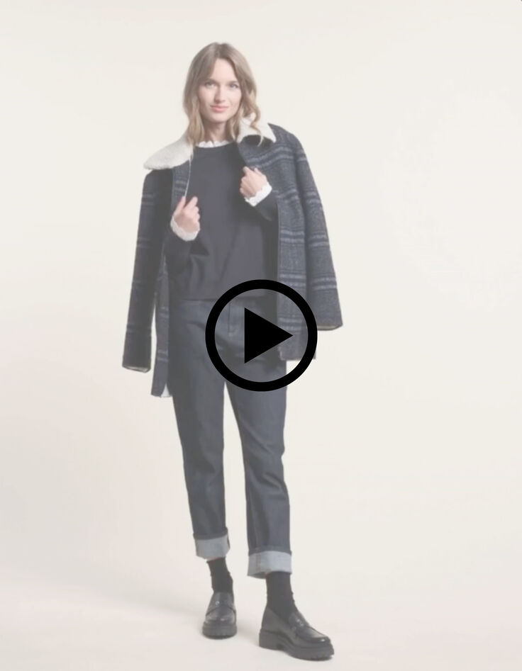 I.Code navy check coat-2