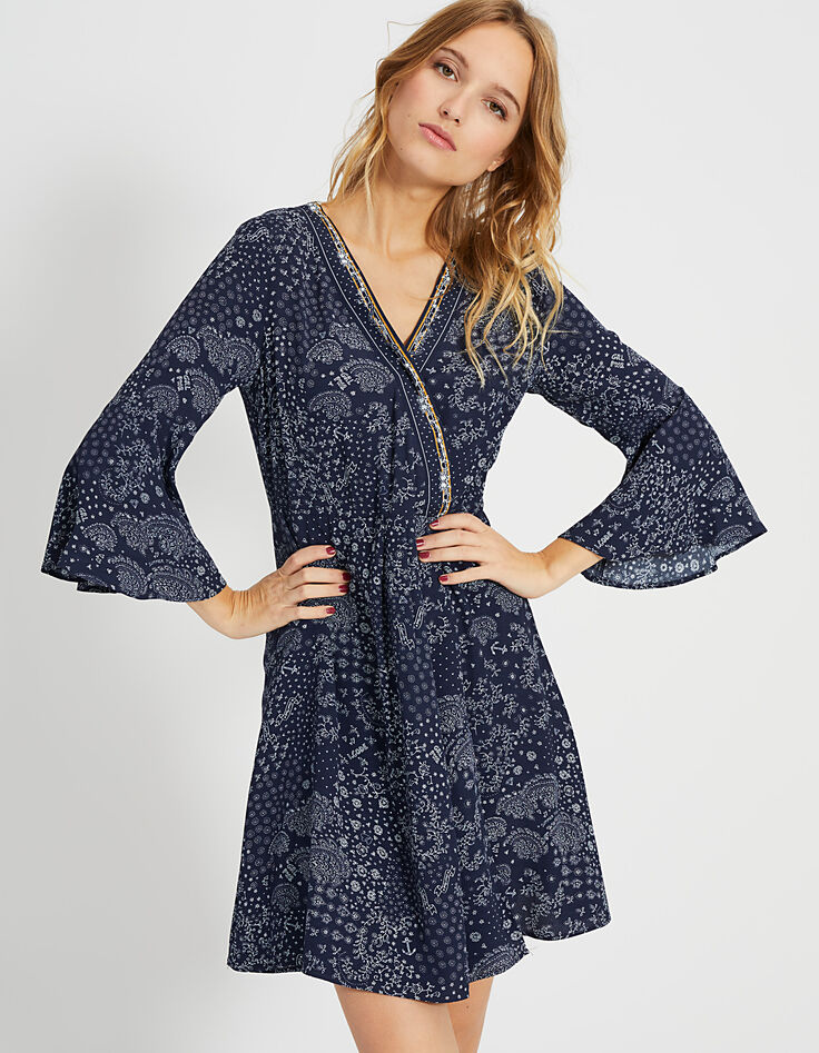 Robe marine imprimée foulard I.Code-3
