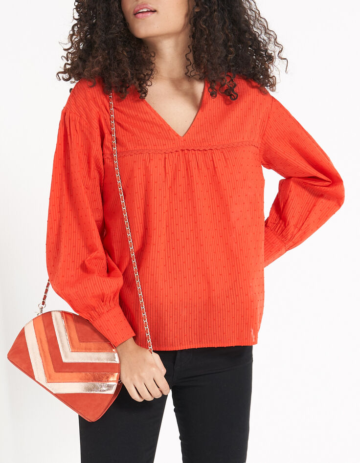 Bluse, Pünktchen-Jacquard, in Spicy Orange I.Code-1 Bluse, Pünktchen-Jacquard, in Spicy Orange I.Code-1