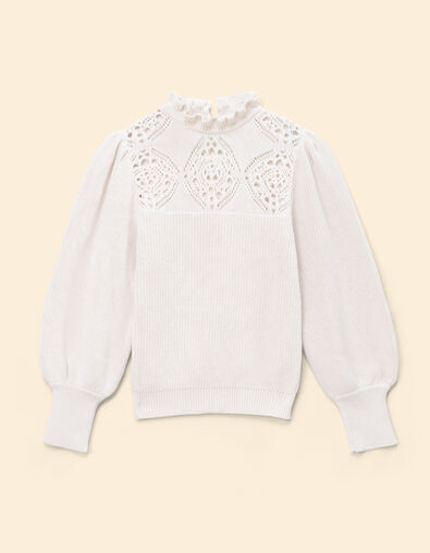 Cremeweißer Strickpulli Lochstrick I.Code