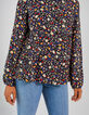 I.Code black shirt with colour floral leopard print-4