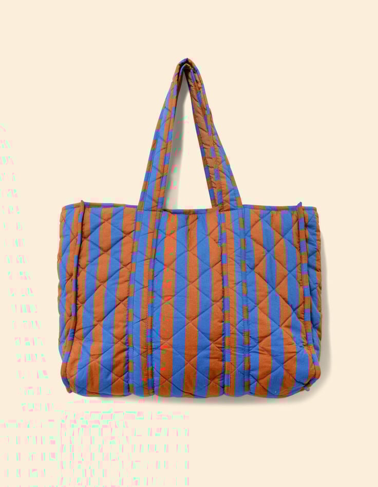 El bolso estampado azul rayas bordado mensaje I.Code-3