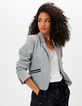 Veste gris clair chiné en maille piquée I.Code-3