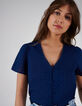 I.Code indigo striped jacquard blouse-4