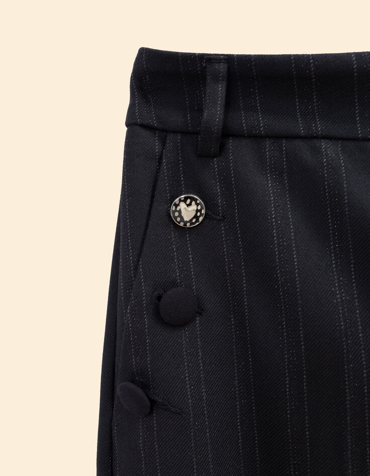 Pantalón de traje negro ancho rayas Coraline I.Code-3 Pantalón de traje negro ancho rayas Coraline I.Code-3