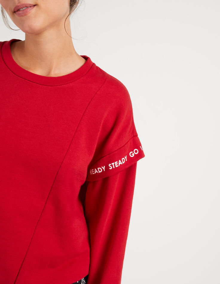 Sudadera candy red felpa costuras mangas I.Code-4 Sudadera candy red felpa costuras mangas I.Code-4