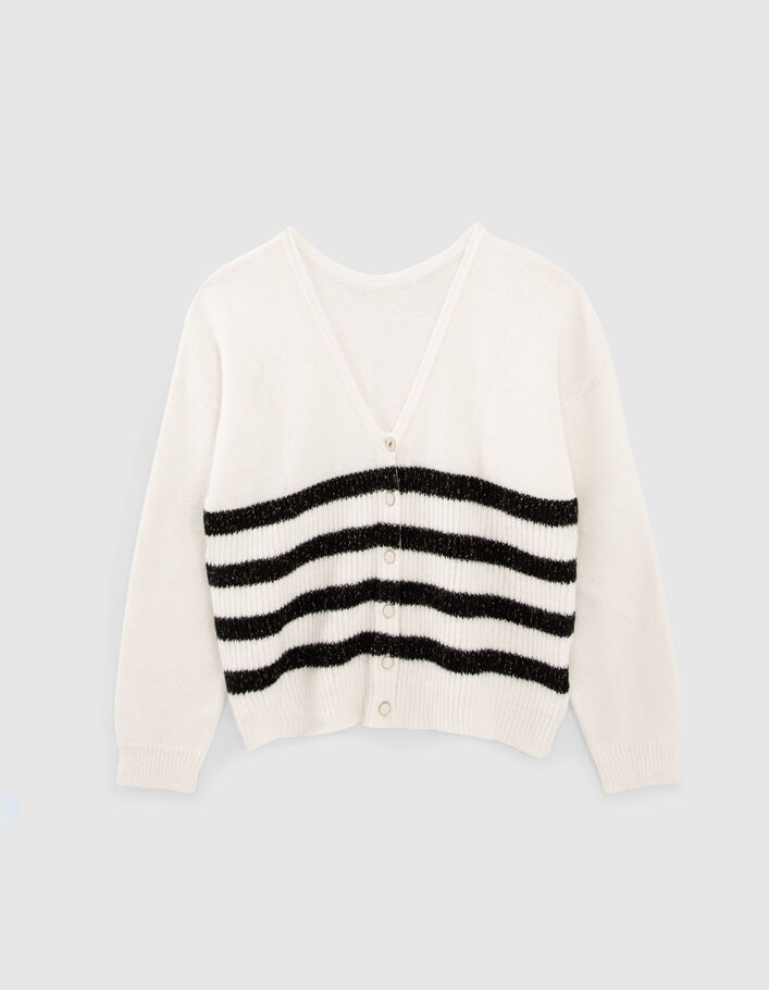 Cardigan blanc tricot à rayures noires I.Code-6