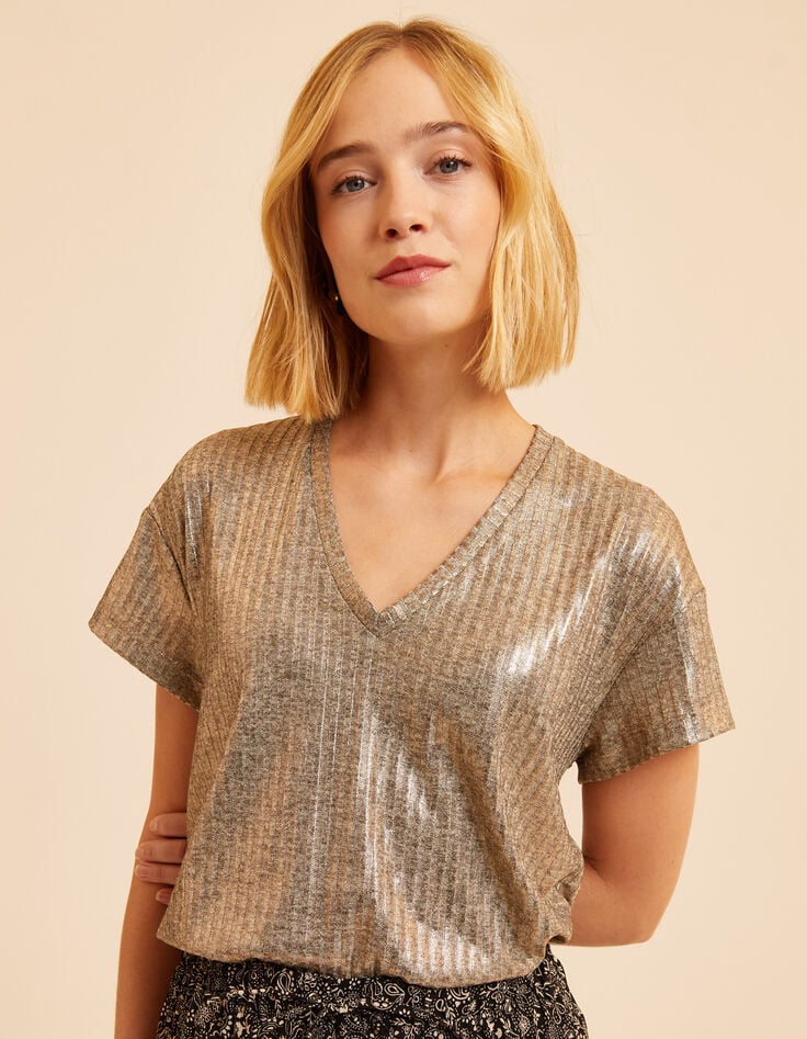 I.Code gold ribbed T-shirt-3 I.Code gold ribbed T-shirt-3