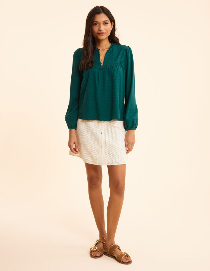 Grüne Bluse mit Jacquard-Muster I.Code-3