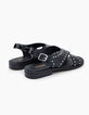 Zwarte sandalen lakleer croco-effect studs I.Code-3