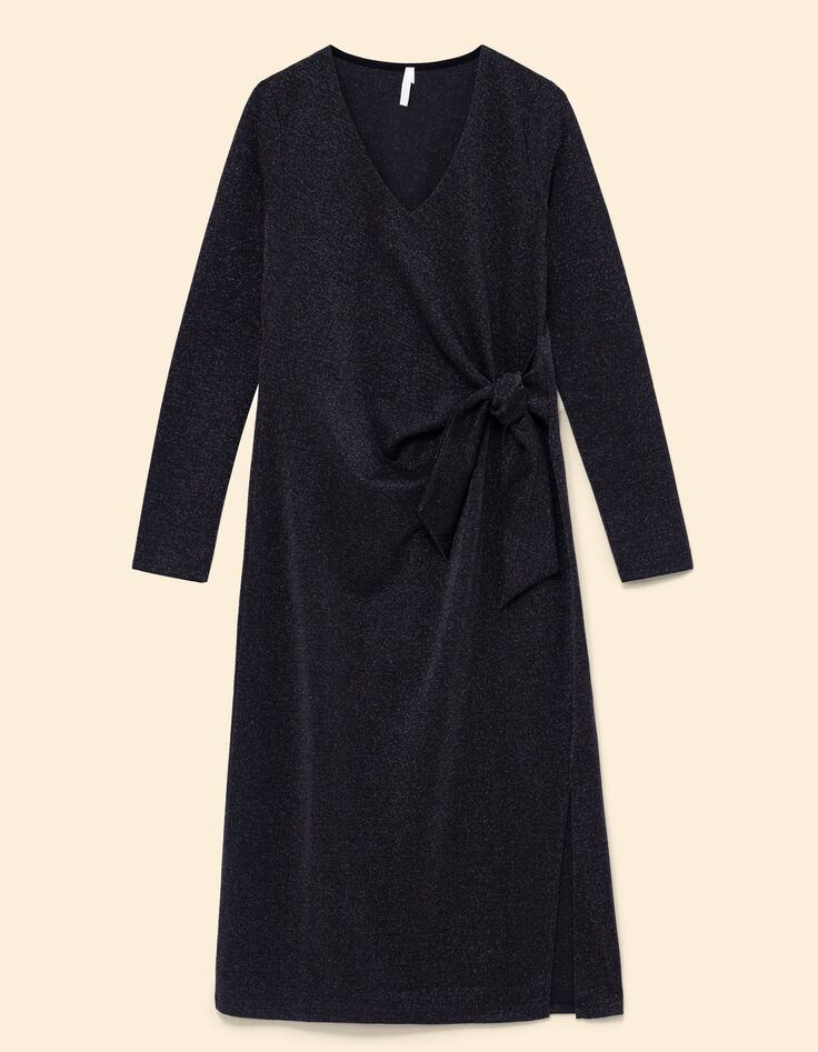 Maxi vestido negro con lazo lateral I.Code-6