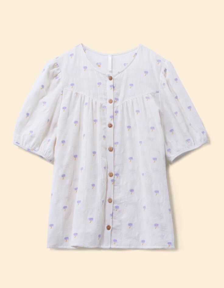 I.Code ecru jacquard shirt with palm tree embroidery-7 I.Code ecru jacquard shirt with palm tree embroidery-7