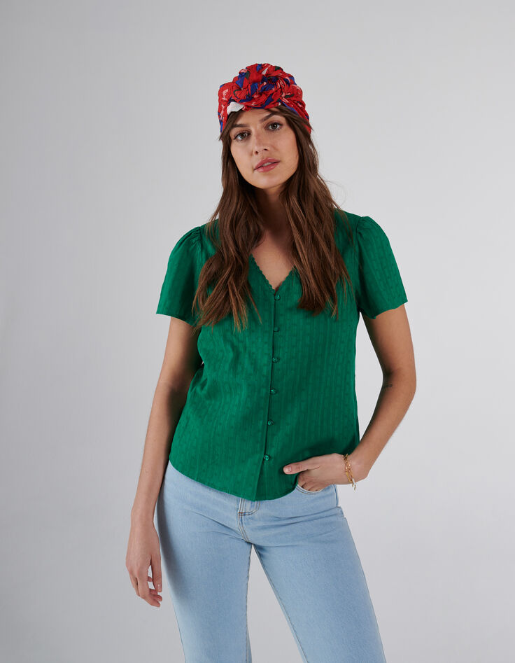 Grünes Top mit Streifenjacquard I.Code-2
