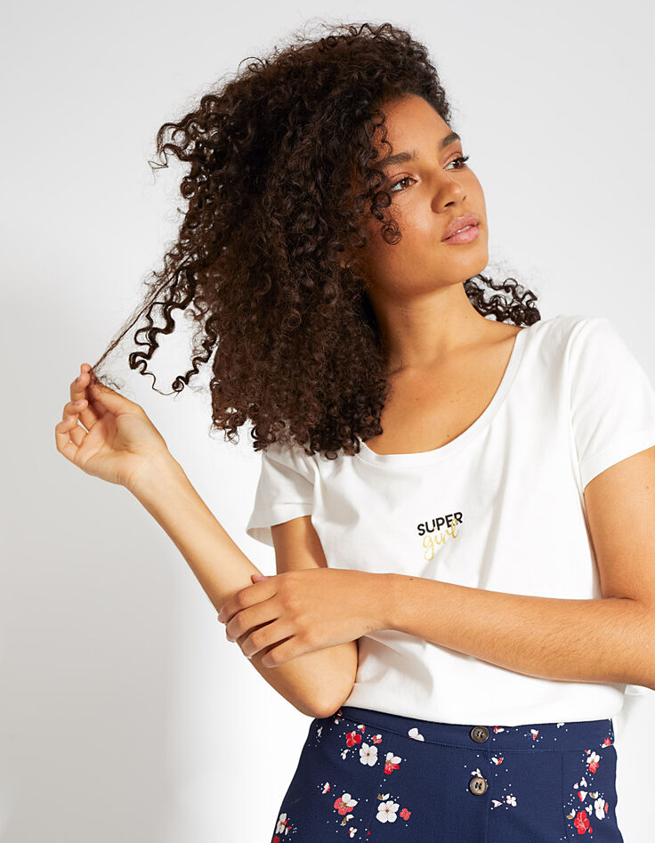 Tee-shirt blanc cassé Super Girl I.Code-1 Tee-shirt blanc cassé Super Girl I.Code-1