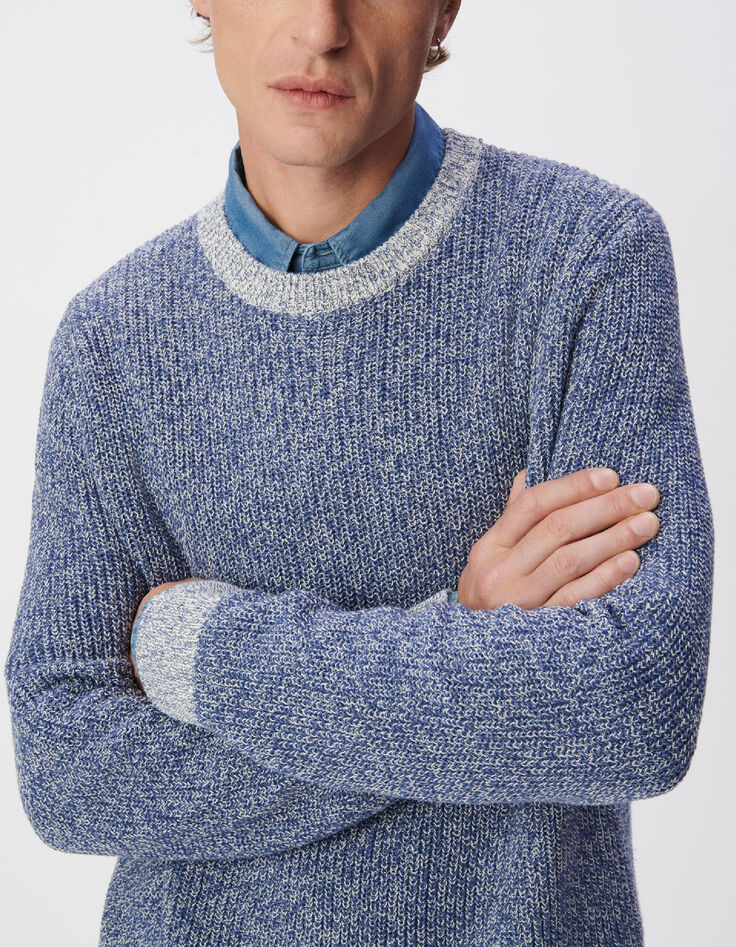 Blauer Strickpullover f&uuml;r Herren-4