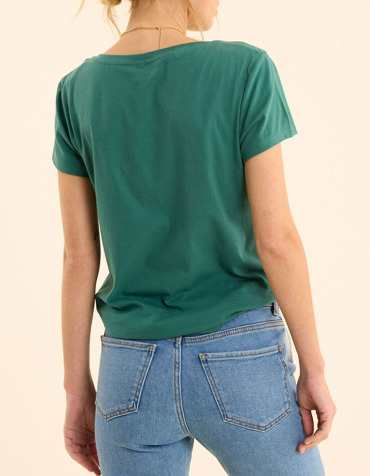 T-shirt manches courtes vert message color&eacute; I.Code-3