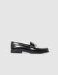 Damen schwarze Glac&eacute;-Leder-Slipper-1