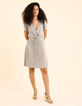 Robe grise plissée à rayures fantaisie dorées I.Code-3